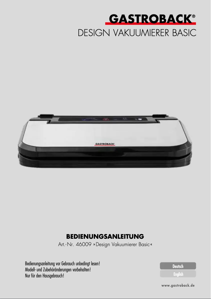 Image de la première page du manuel de l'appareil Design Basic 46009