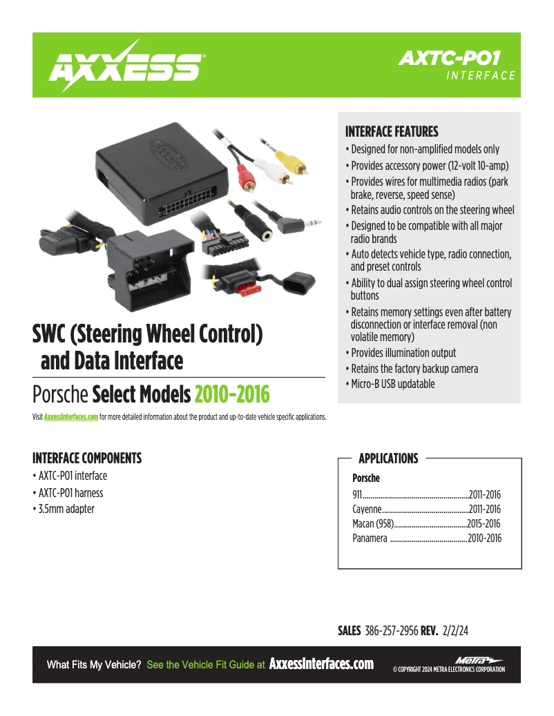 Page 1 de la notice Fiche technique AXESS AXTC-PO1