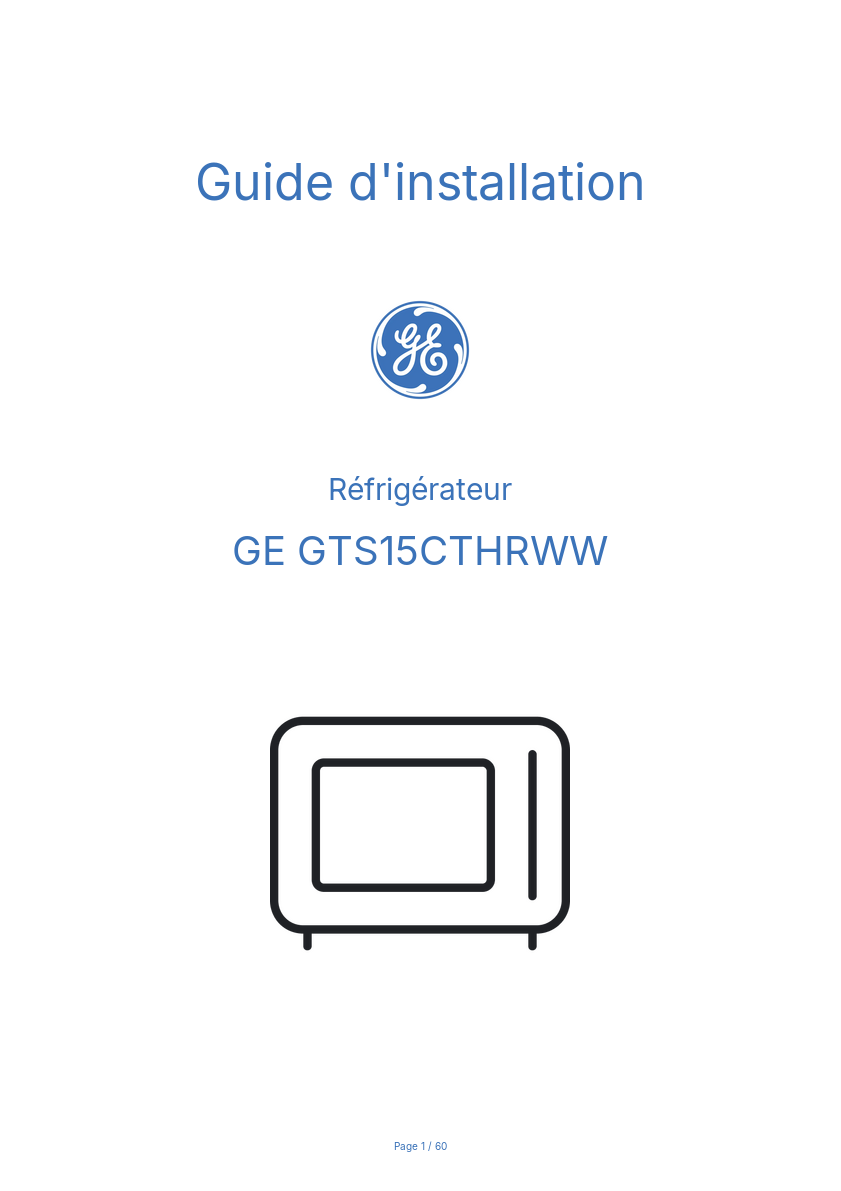 Image de la première page du manuel de l'appareil GTS15CTHRWW