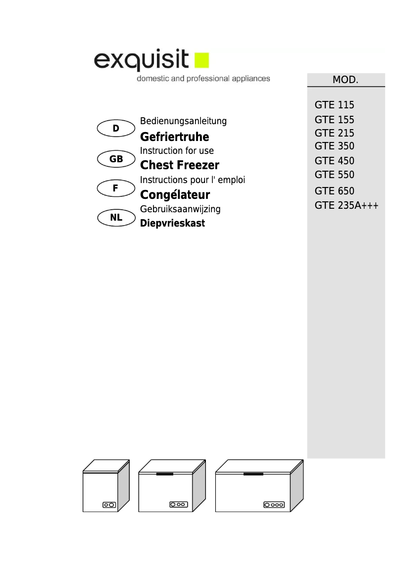 Page n°1 - Manuel utilisateur Exquisit GTE 115-9 A+