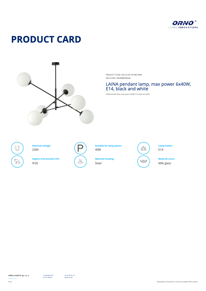 Image de la première page du manuel de l'appareil AD-LD-6311B-WE14SM