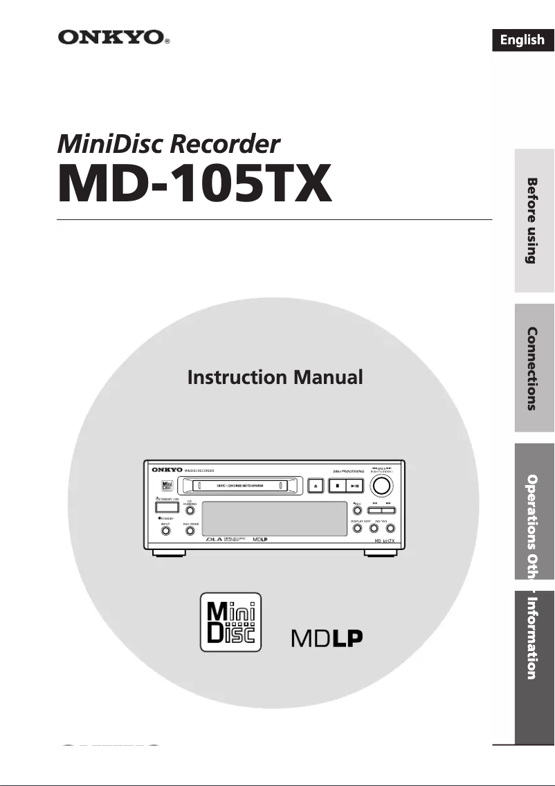 Page 1 de la notice Manuel utilisateur Onkyo MD-105TX