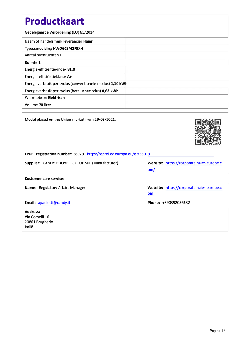 Image de la première page du manuel de l'appareil I-Turn Series 2 HWO60SM2F3XH