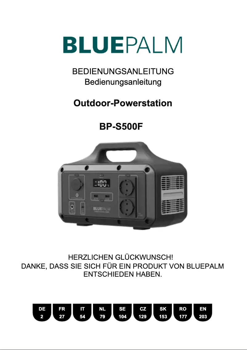 Image de la première page du manuel de l'appareil BP-S500F