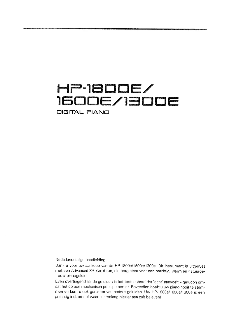 Page n°1 - Manuel utilisateur Roland HP-1800E