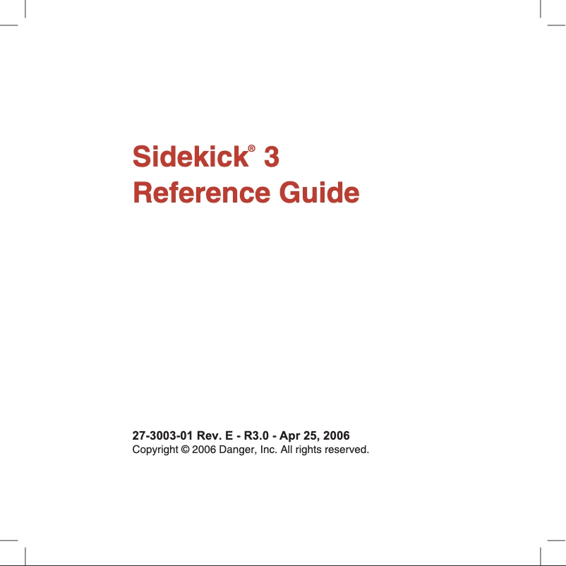 Image de la première page du manuel de l'appareil Sidekick 3