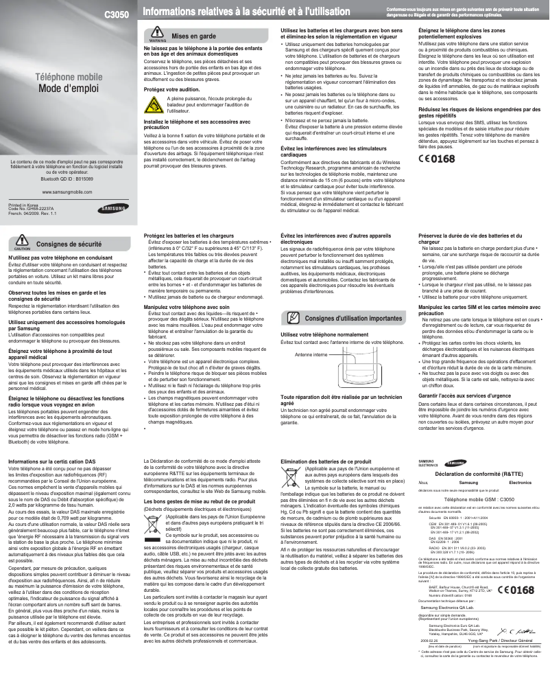 Image de la première page du manuel de l'appareil C3050