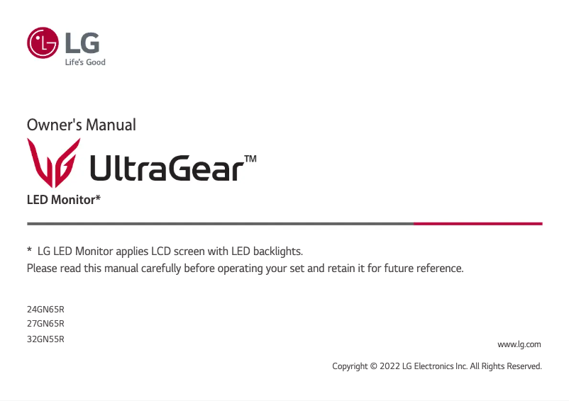 Page n°1 - Manuel utilisateur LG UltraGear 24GN65R