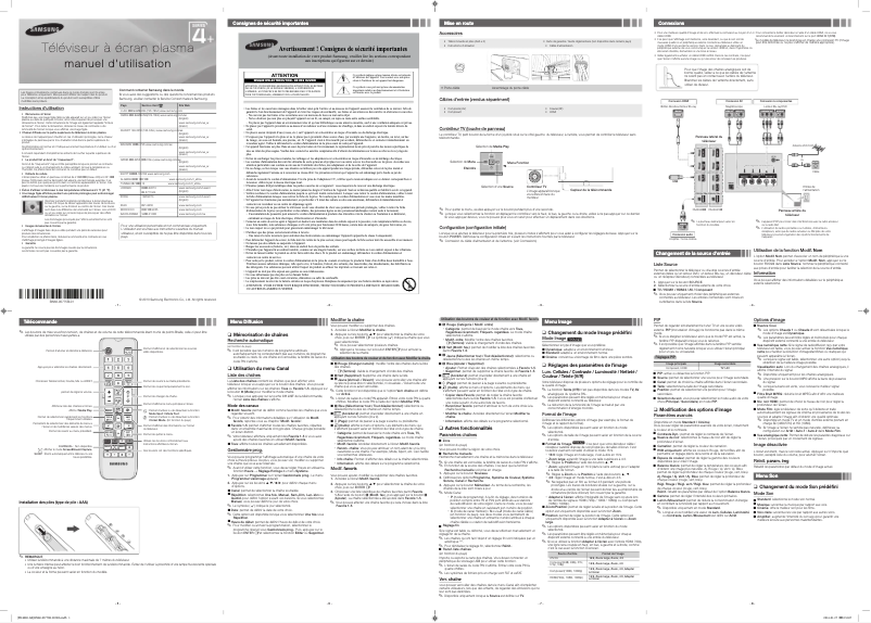 Image de la première page du manuel de l'appareil PA43H4100AR