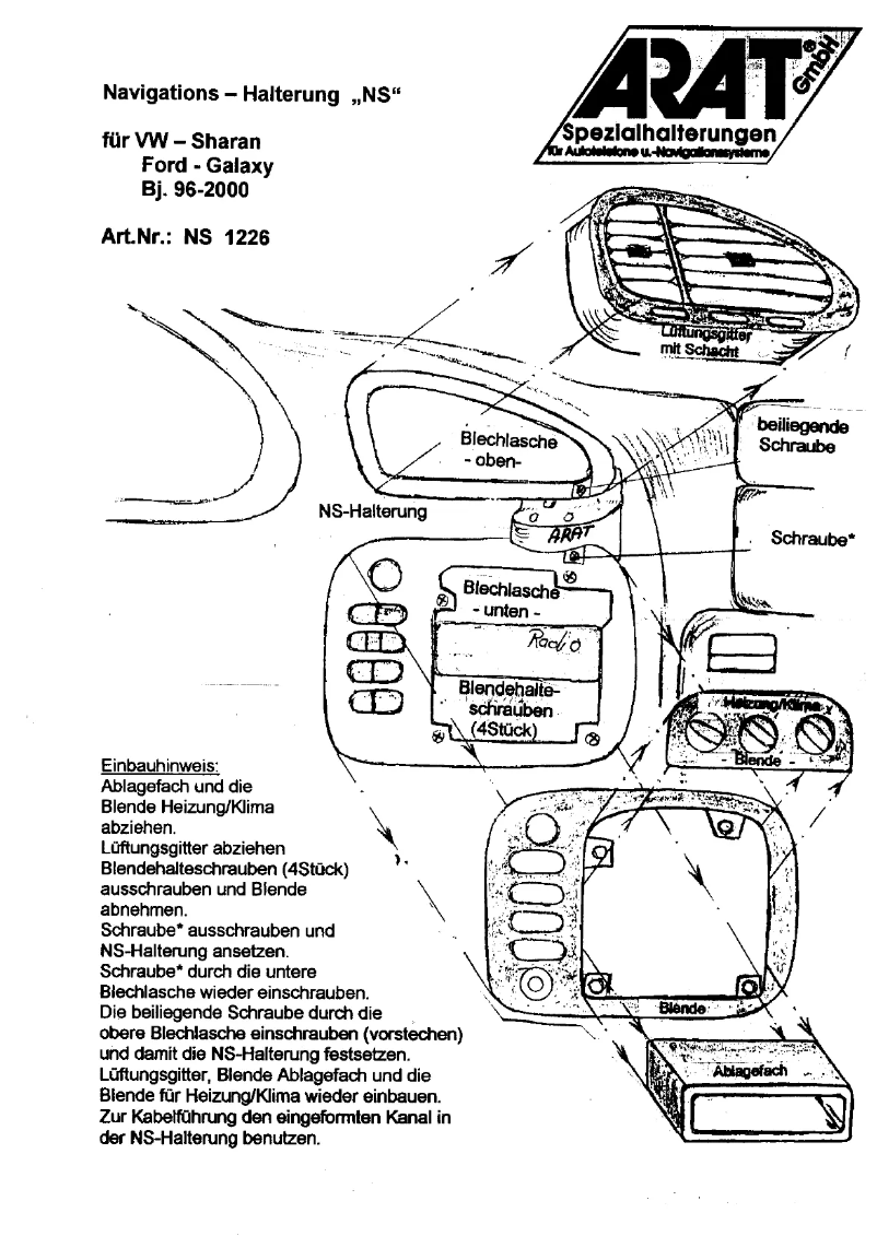 Page 1 de la notice Manuel utilisateur Arat NS1226