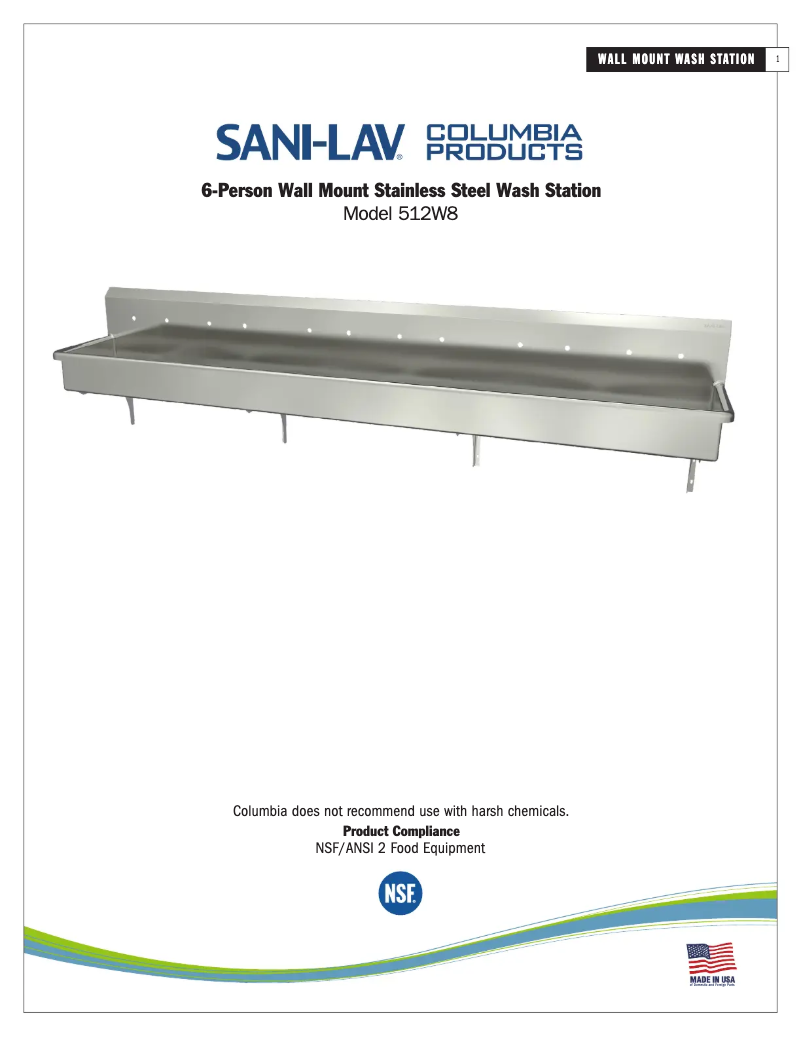 Page 1 de la notice Manuel utilisateur Sani-Lav 512W8