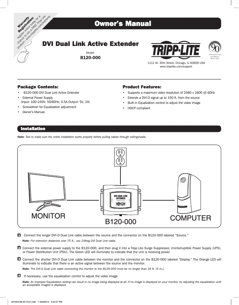 Page n°1 - Manuel utilisateur Tripp Lite B120-000