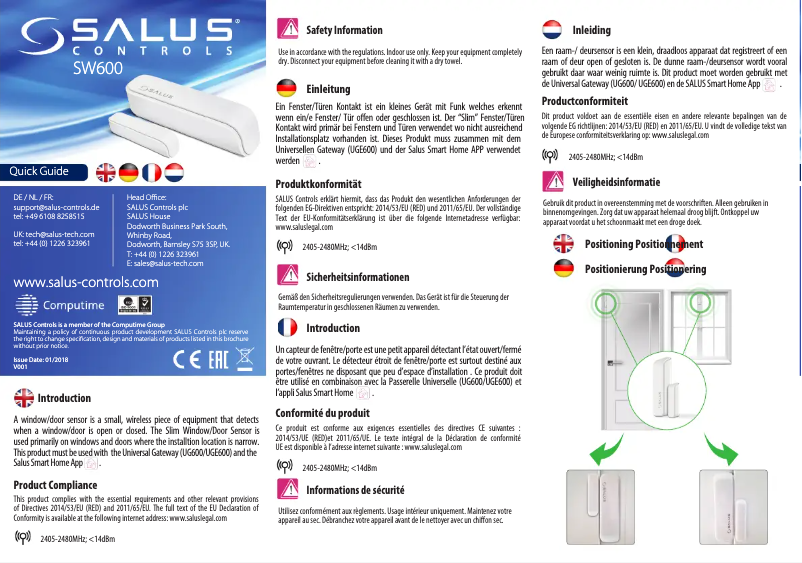 Page 1 de la notice Manuel utilisateur Salus SW600