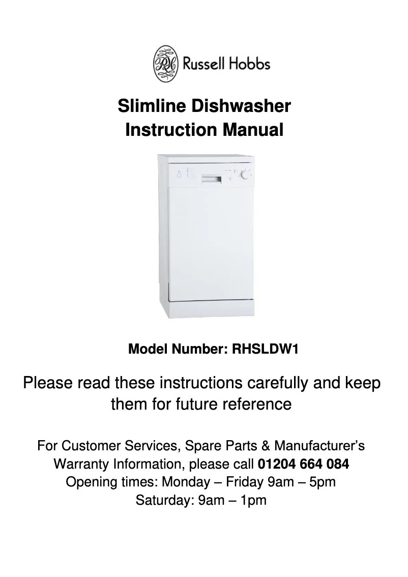 Page n°1 - Manuel utilisateur Russell Hobbs RHSLDW1SW