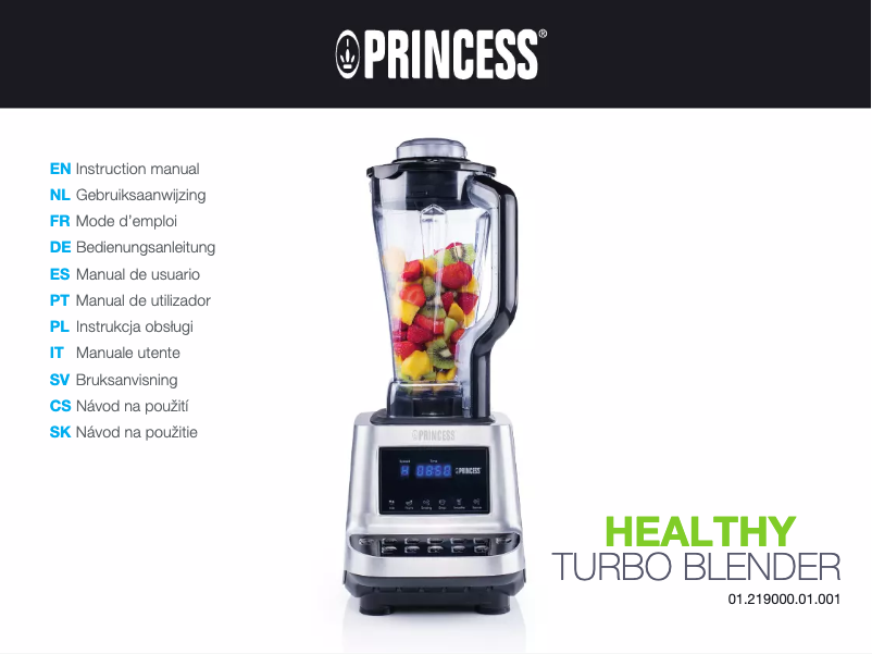 Página 1 del manual Manual de usuario Princess Healthy Turbo Blender 219000