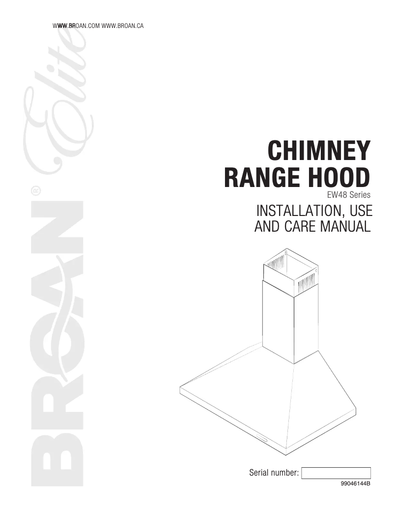 Page n°1 - Guide d'installation Broan Elite EW4824SS