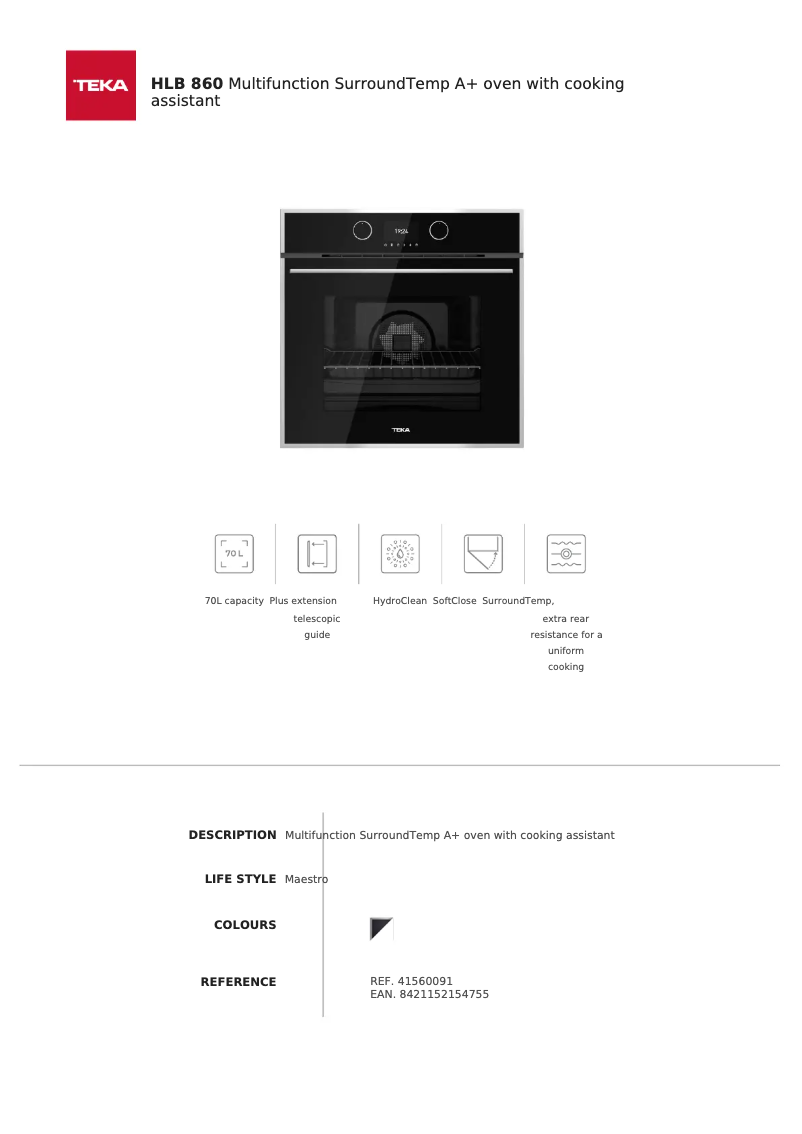 Page n°1 - Fiche technique Teka HLB 860