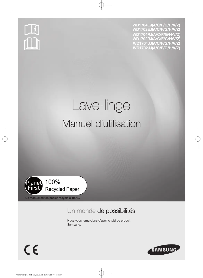 Page 1 de la notice Manuel utilisateur Samsung WD1702RJV2