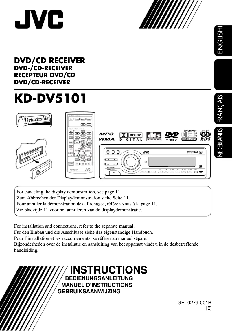 Page 1 de la notice Manuel utilisateur JVC KD-DV5101