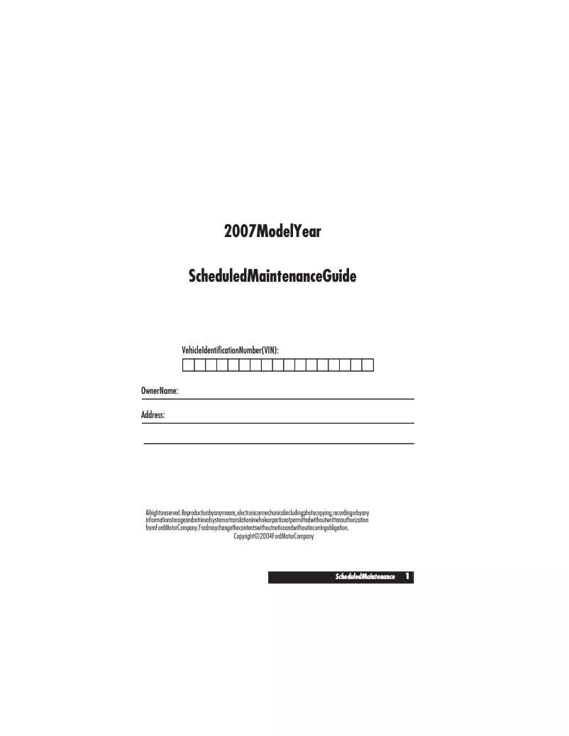 Page n°1 - Manuel d'utilisation et d'entretien Ford E-150 (2007)