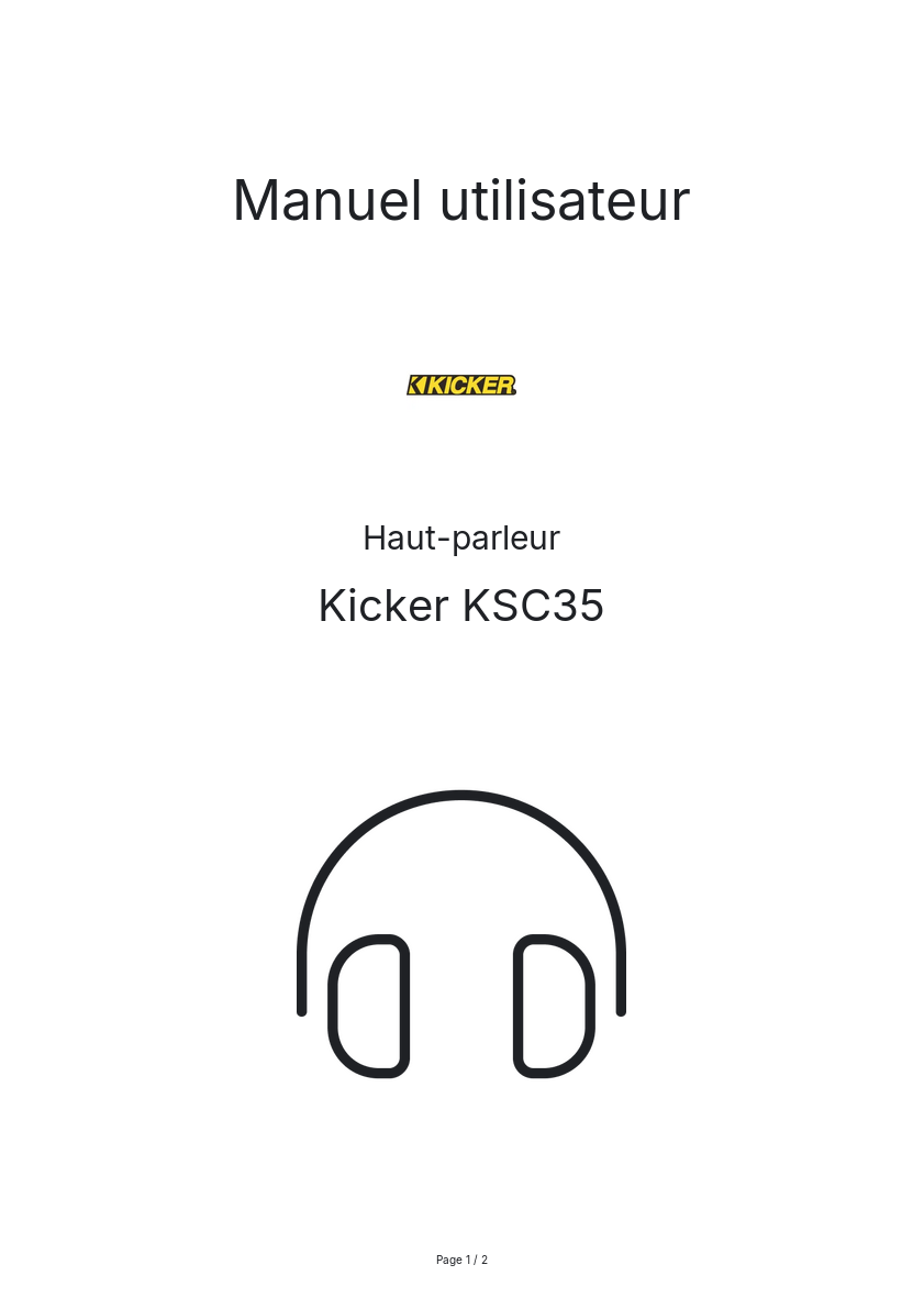 Page n°1 - Manuel utilisateur Kicker KSC35