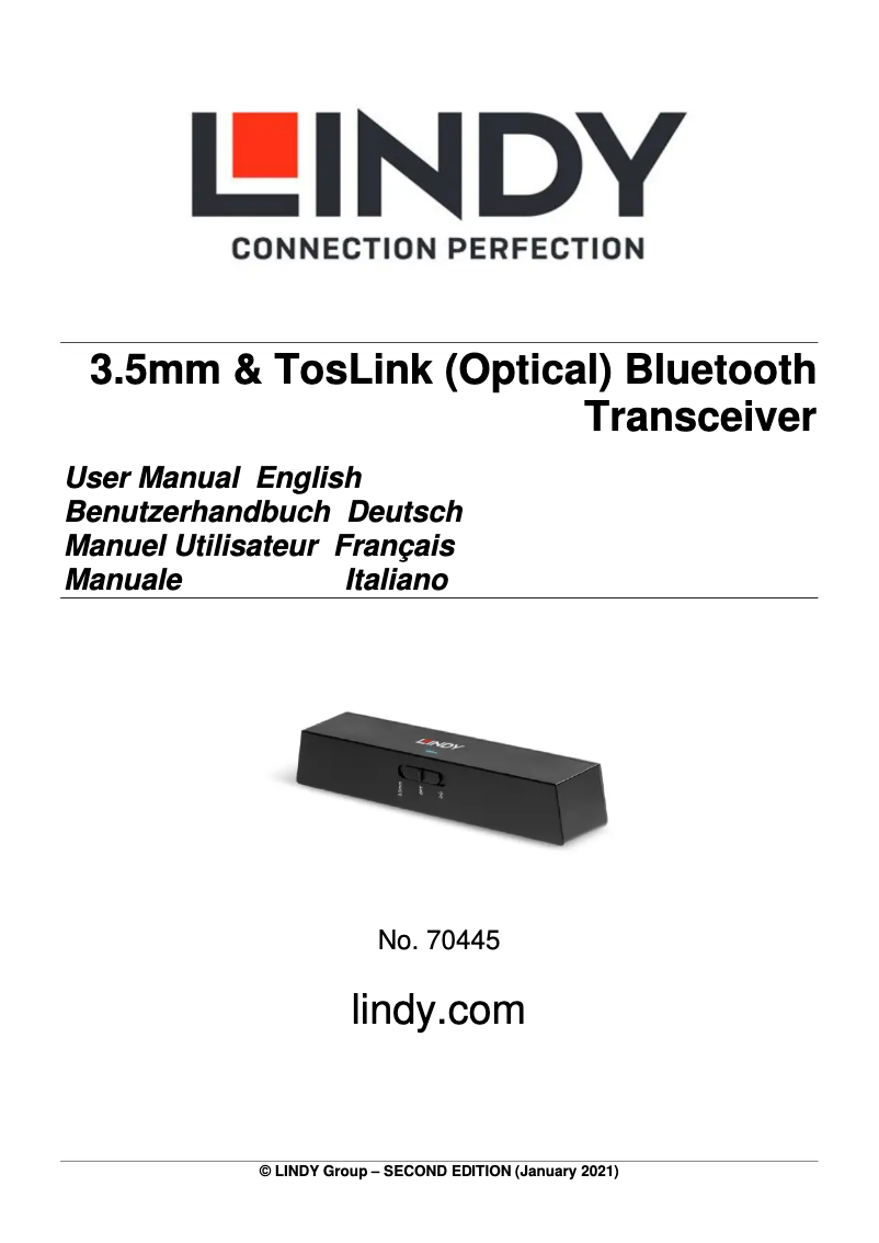 Page 1 de la notice Manuel utilisateur Lindy 70445