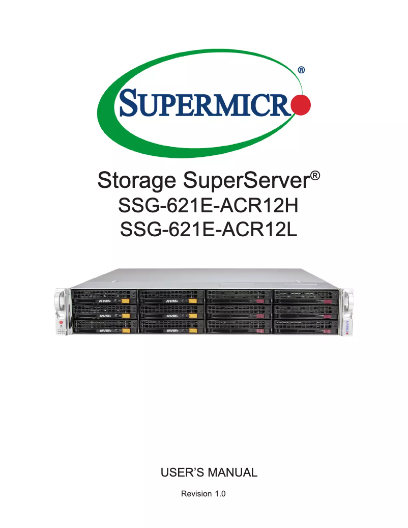 Page 1 de la notice Manuel utilisateur Supermicro SuperServer SSG-621E-ACR12L