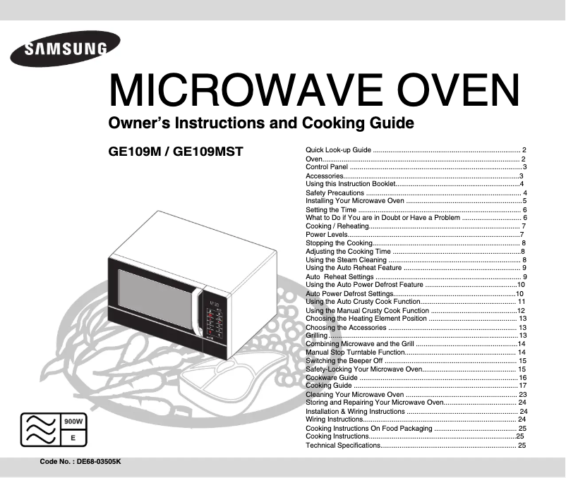 Page n°1 - Manuel utilisateur Samsung GE109M