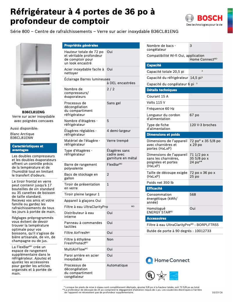 Image de la première page du manuel de l'appareil B36CL81ENG