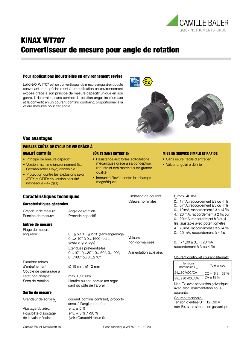 Image de la première page du manuel de l'appareil KINAX WT707