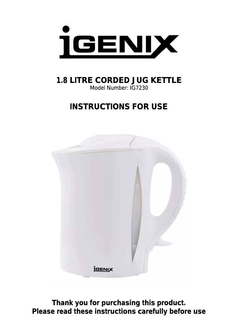 Page 1 de la notice Manuel utilisateur Igenix IG7230