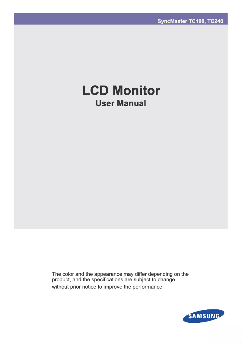 Page 1 de la notice Manuel utilisateur Samsung SyncMaster TC240