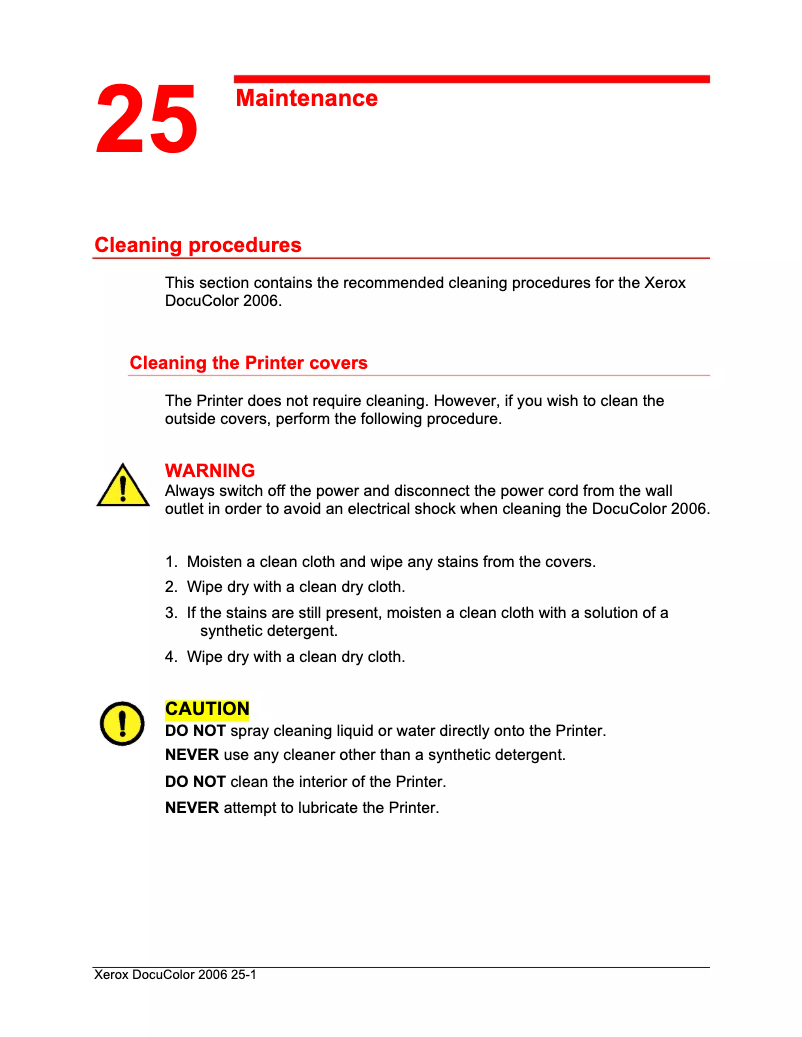 Page 1 de la notice Manuel d'utilisation et d'entretien Xerox DocuColor 2006