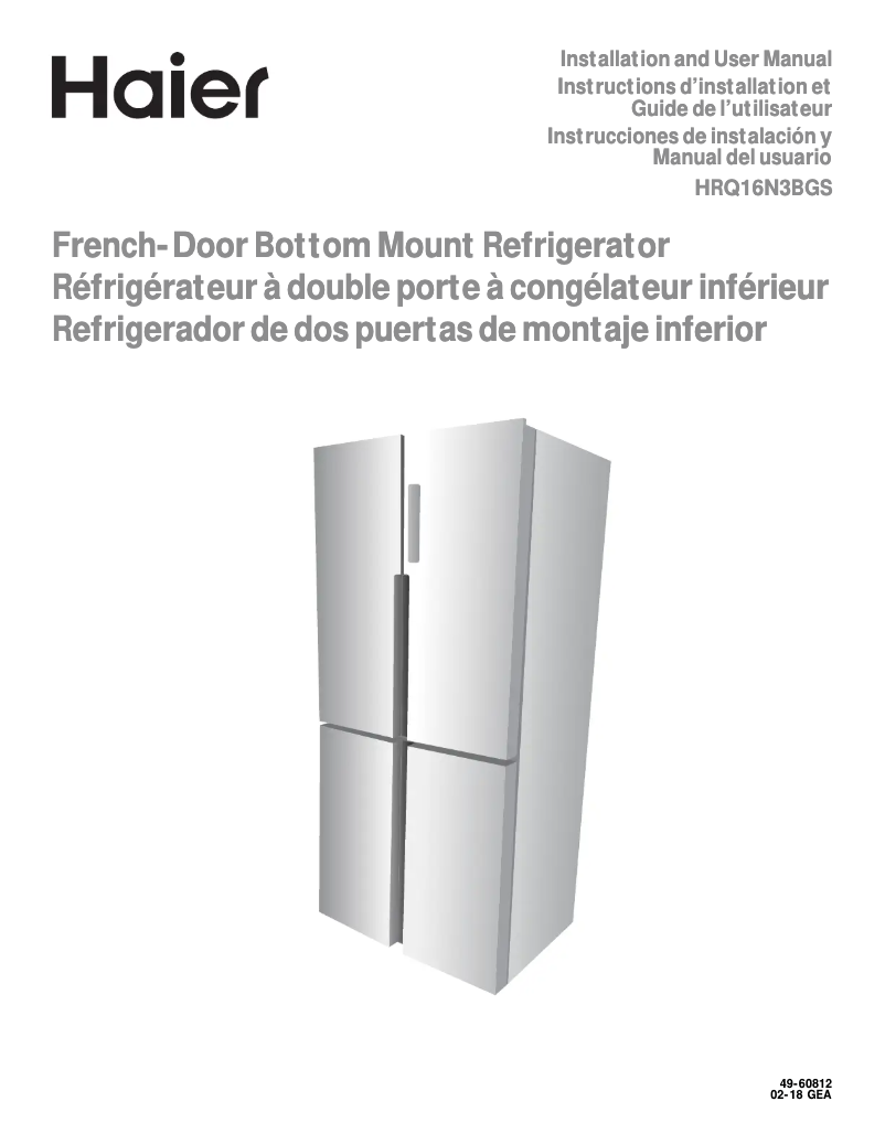 Page n°1 - Manuel d'utilisation et d'entretien Haier HRQ16N3BGS