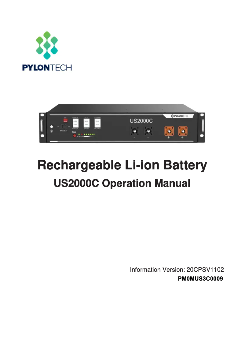 Page 1 de la notice Manuel utilisateur Pylontech US2000C