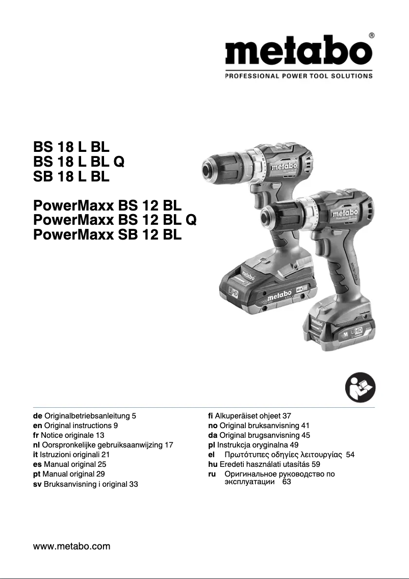 Page n°1 - Manuel utilisateur Metabo BS 12 BL Q