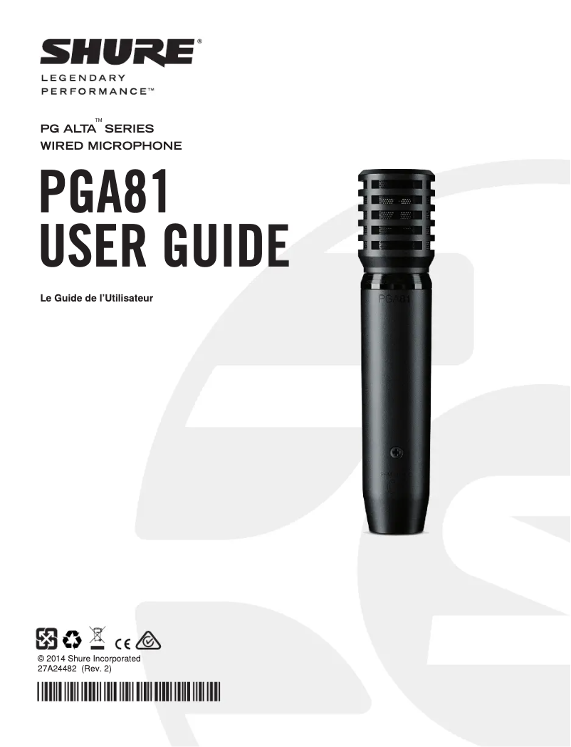 Page n°1 - Manuel utilisateur Shure PGA81