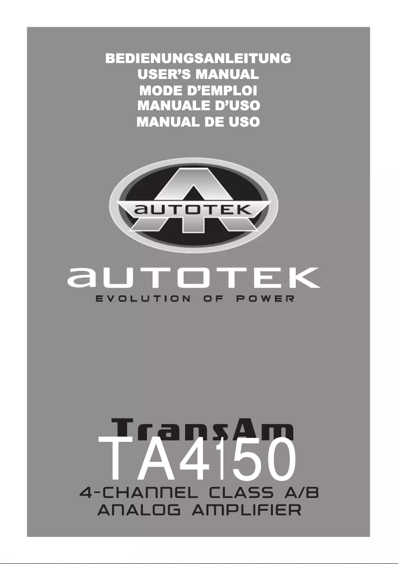 Page 1 de la notice Manuel utilisateur Autotek TA4150