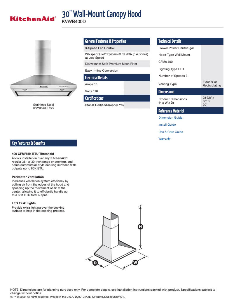 Image de la première page du manuel de l'appareil KVWB400DSS