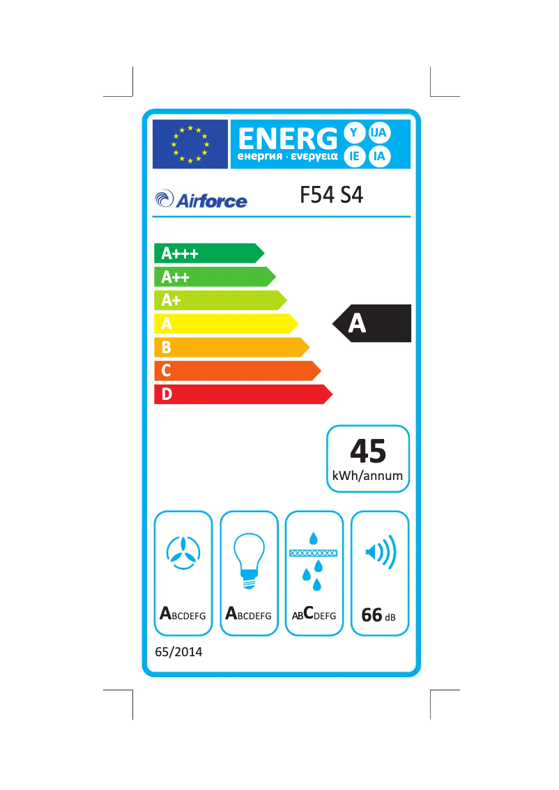 Page 1 of the manual Energy Label Airforce F54 90 S4