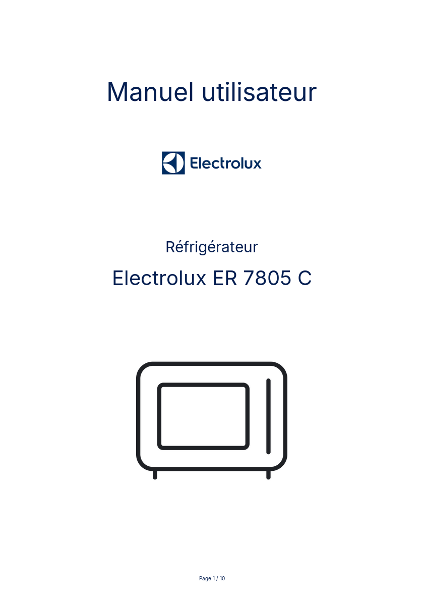 Page n°1 - Manuel utilisateur Electrolux ER 7805 C