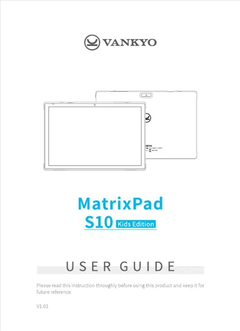 Page 1 de la notice Manuel utilisateur Vankyo MatrixPad S10 Kids