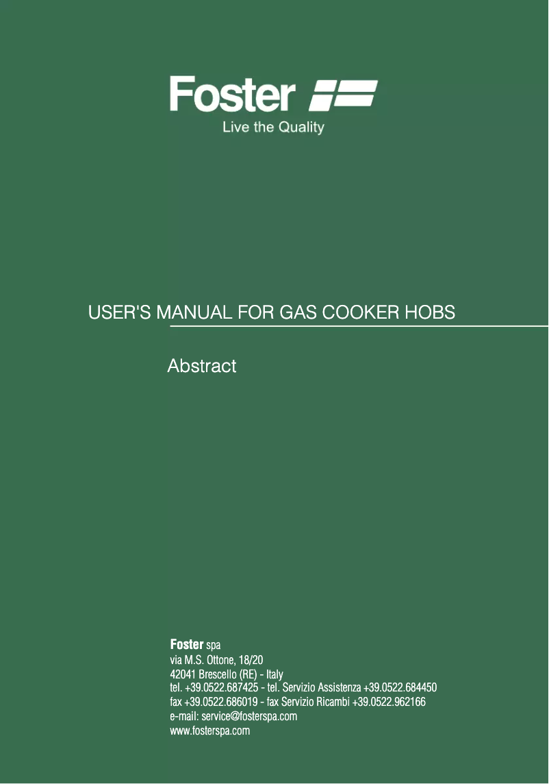 Page n°1 - Manuel utilisateur Foster S4000.Professional GS.Q4