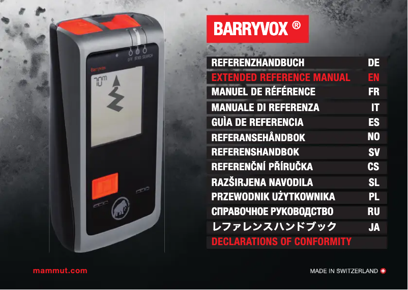 Image de la première page du manuel de l'appareil Barryvox Light