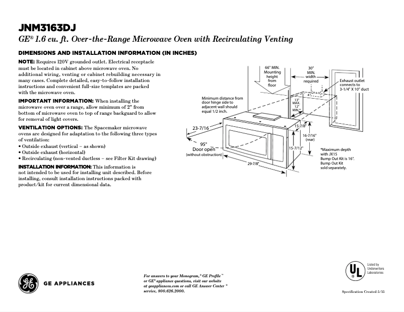First page image of the manual for JNM3163DJBB