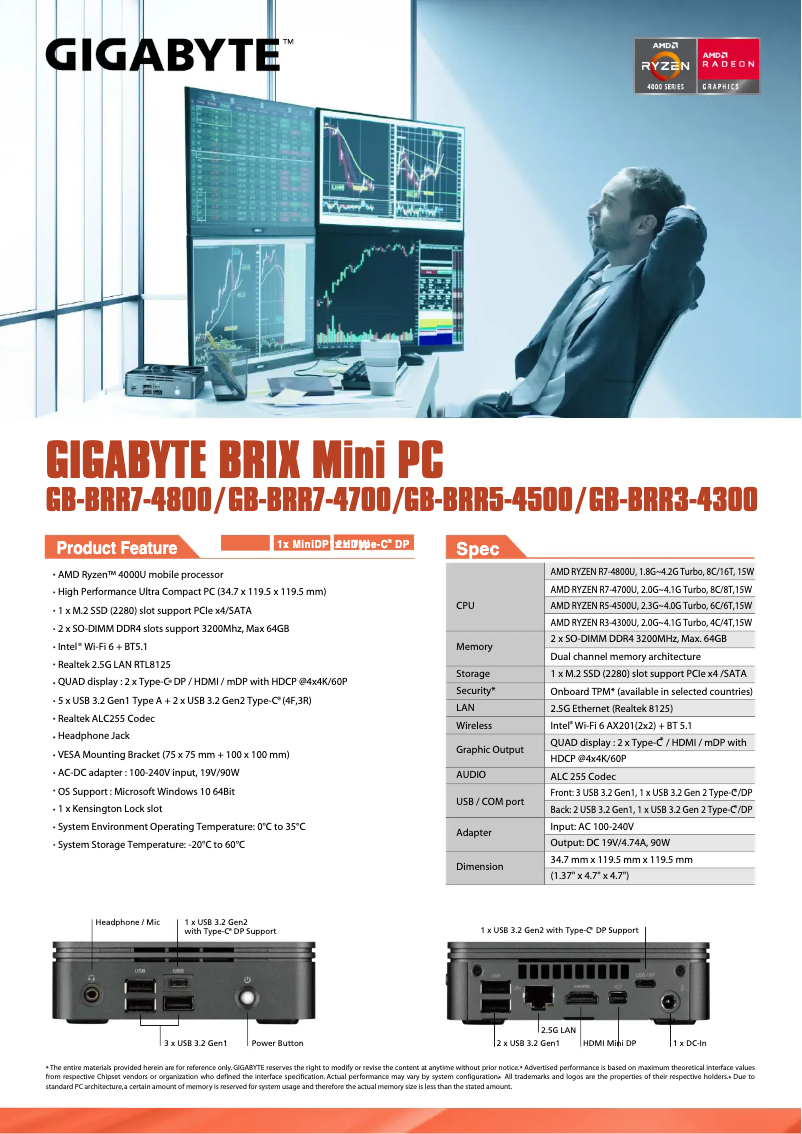 Page 1 de la notice Fiche technique Gigabyte GB-BRR5-4500