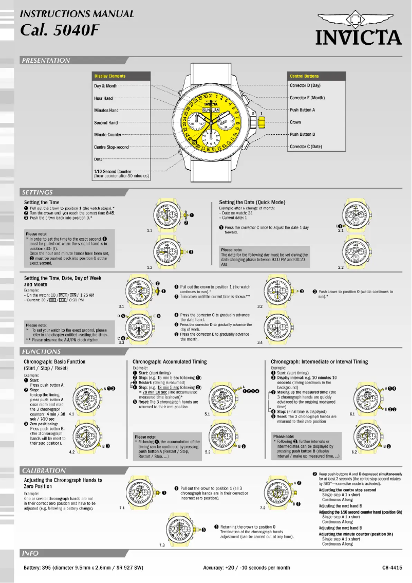 Page n°1 - Manuel utilisateur Invicta Reserve 27057