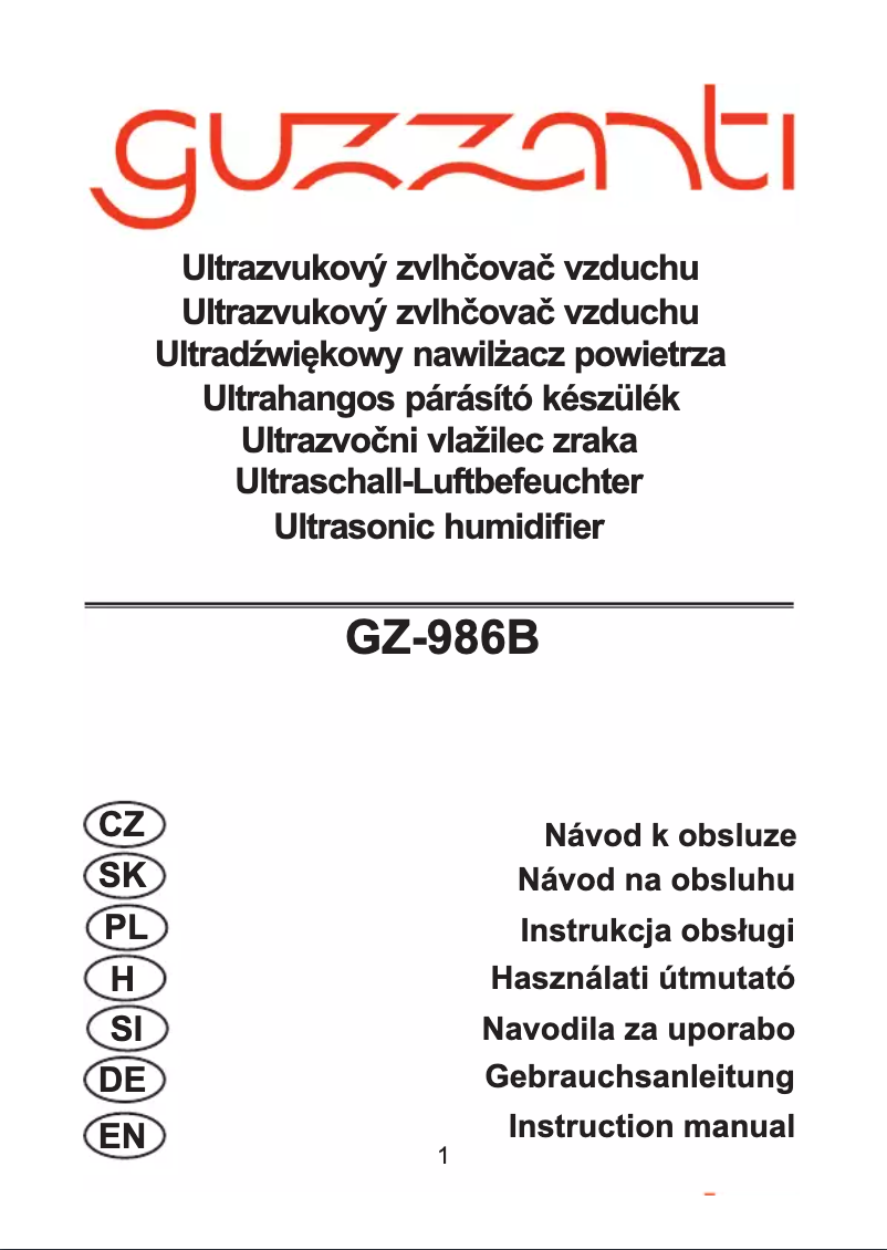 Page n°1 - Manuel utilisateur Guzzanti GZ-986B
