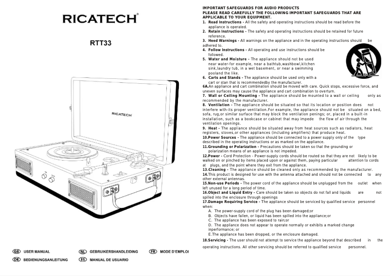 Imagen de la primera página del manual del dispositivo RTT33