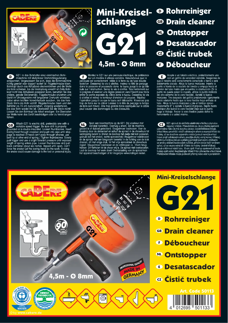 Page n°1 - Manuel utilisateur Cabere G21